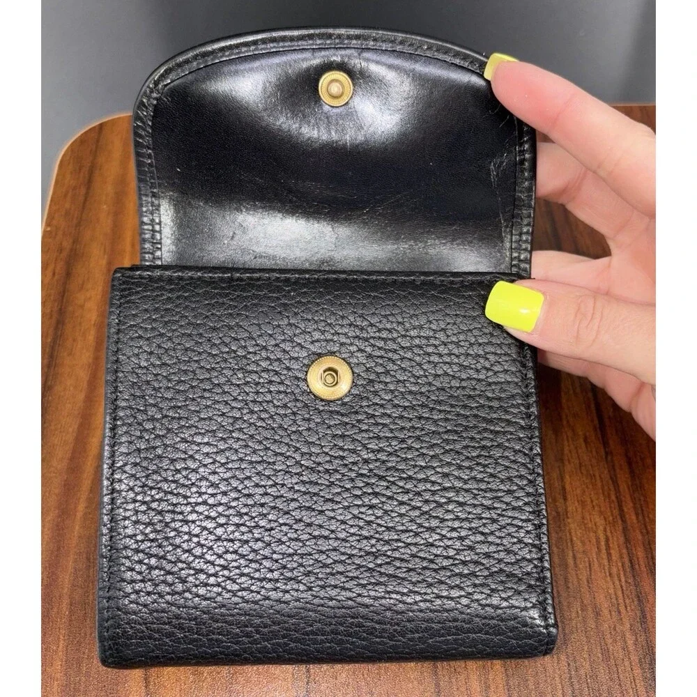 Vintage Dooney & Bourke Wallet Womens Black Leather Bifold Coin Purse Made USA